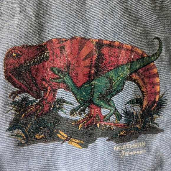 VINTAGE NORTHERN GETAWAY DENIM JACKET DINOSAURS S/P - Picture 4 of 6